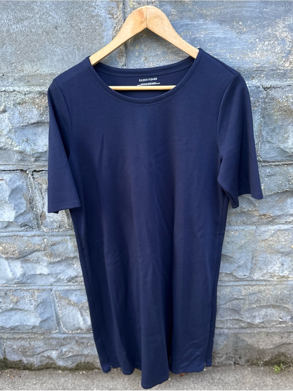 EILEEN FISHER Navy Blue Tencel Blend Shift DRESS M